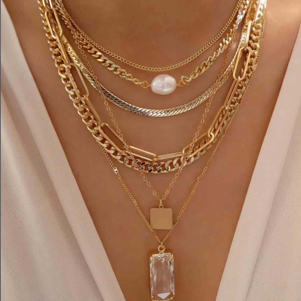 Vintage Layered Pendant Necklace