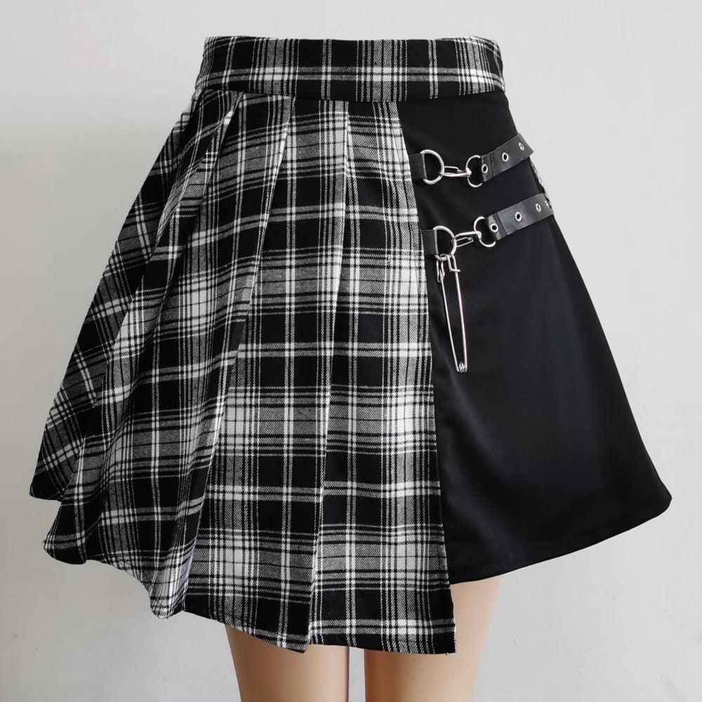 Plaid Pleated Mini Skirt