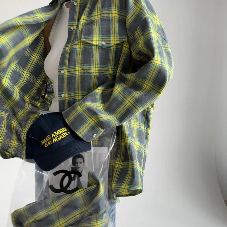 Oversized Plaid Shirt Jacket