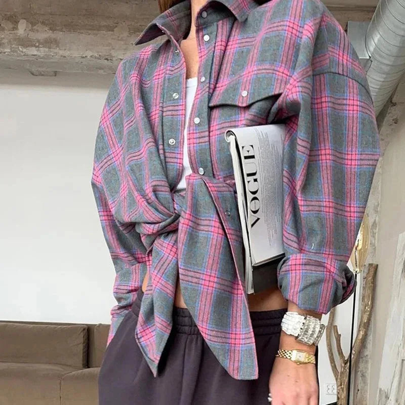 Oversized Plaid Shirt Jacket