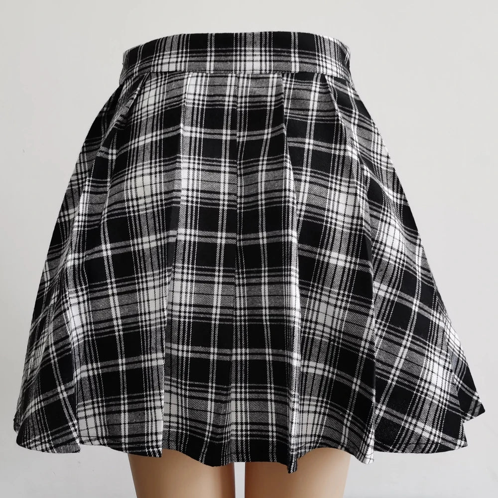 Plaid Pleated Mini Skirt