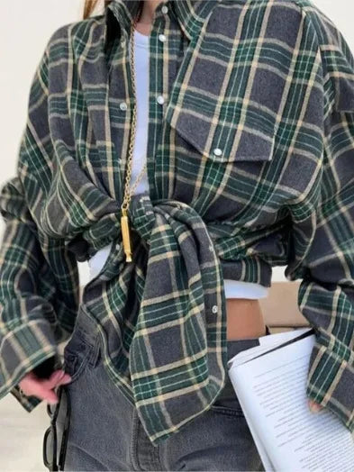 Oversized Plaid Shirt Jacket
