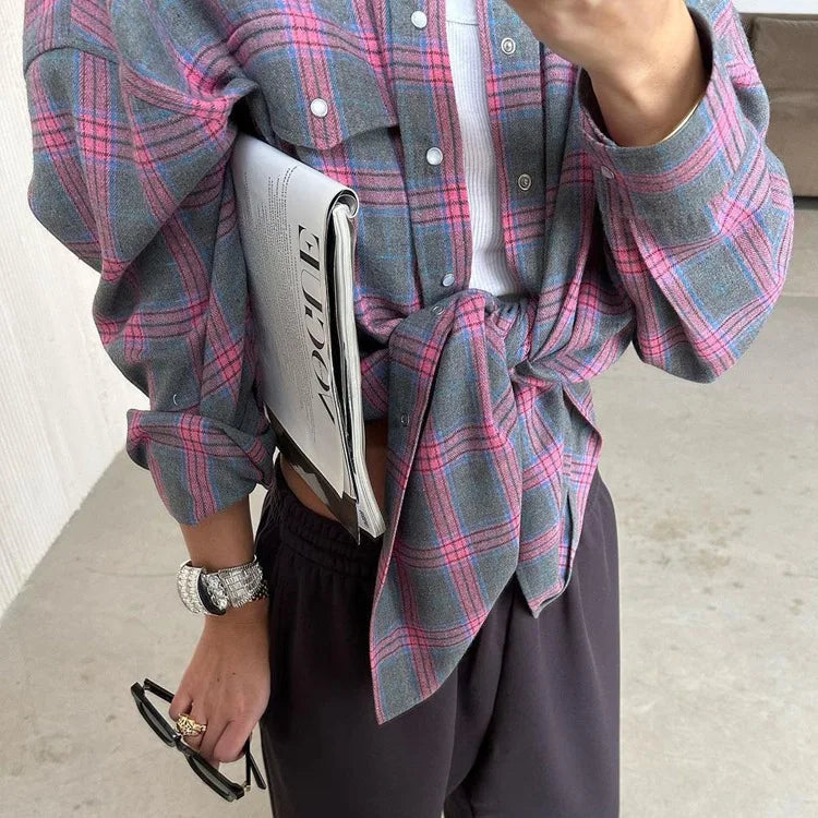 Oversized Plaid Shirt Jacket