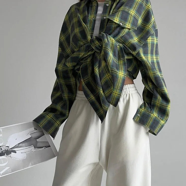 Oversized Plaid Shirt Jacket