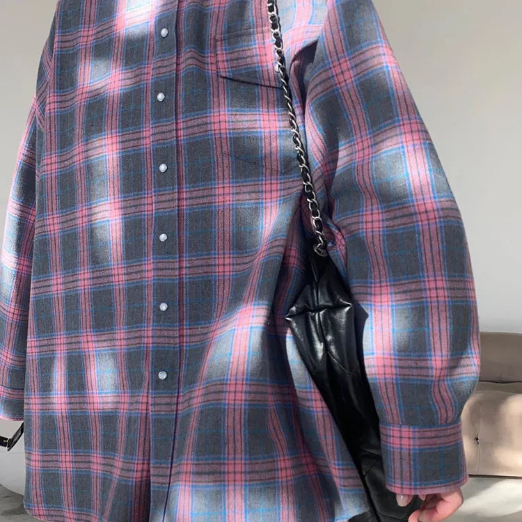 Oversized Plaid Shirt Jacket