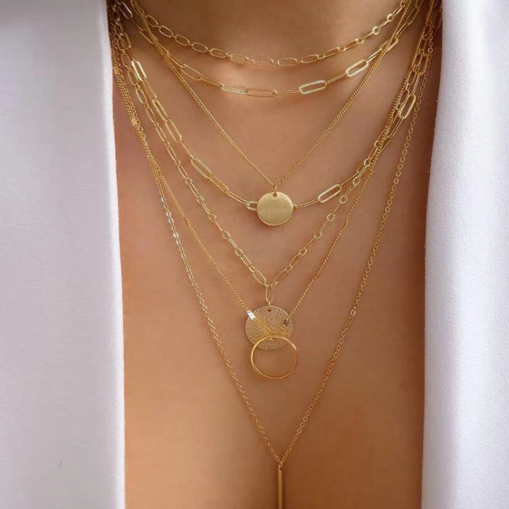 Vintage Layered Pendant Necklace