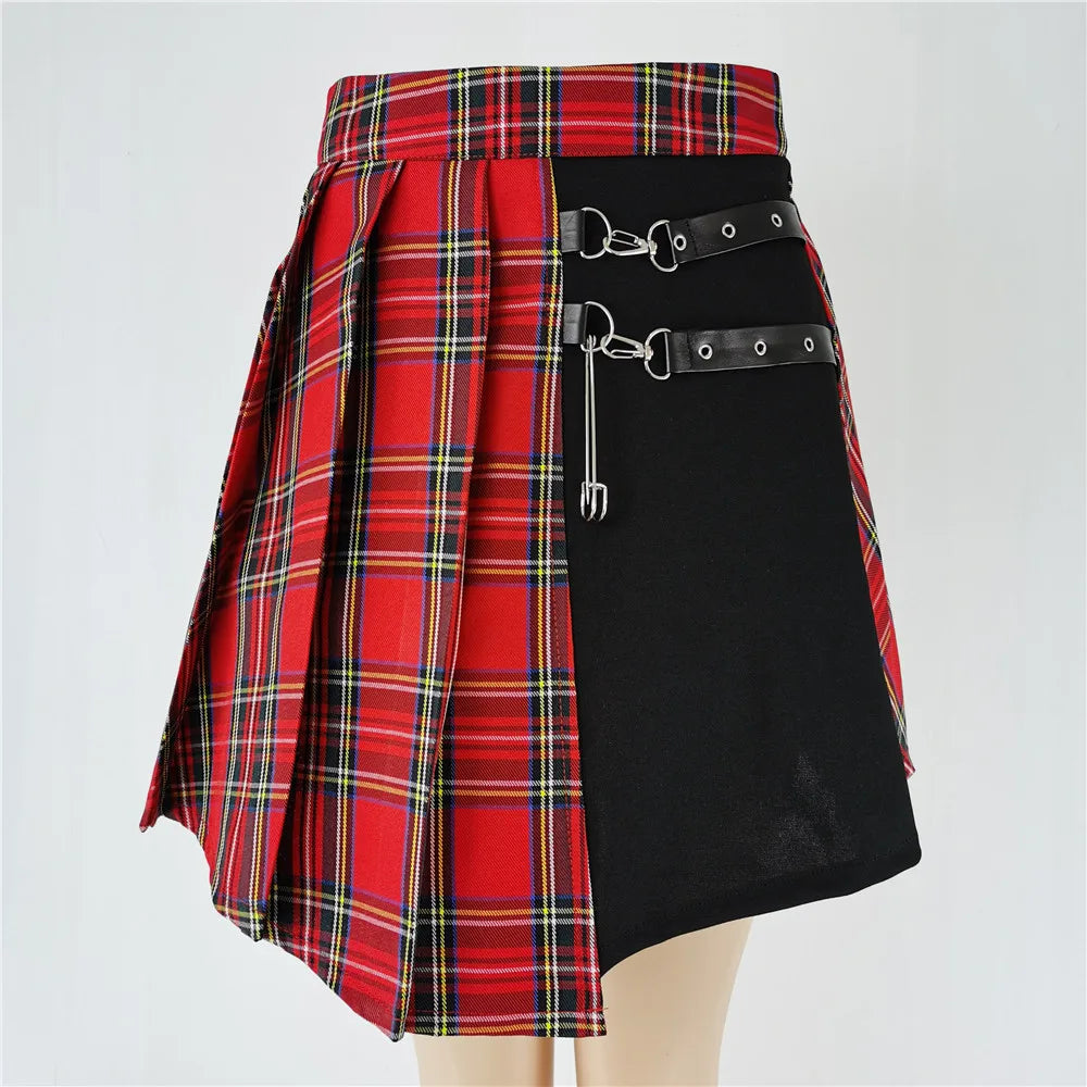 Plaid Pleated Mini Skirt