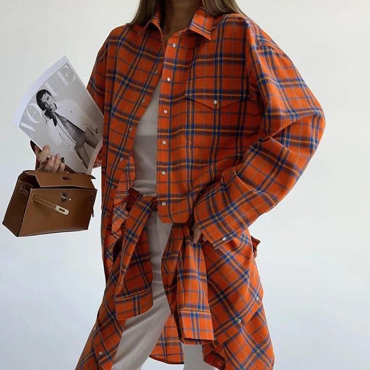 Oversized Plaid Shirt Jacket