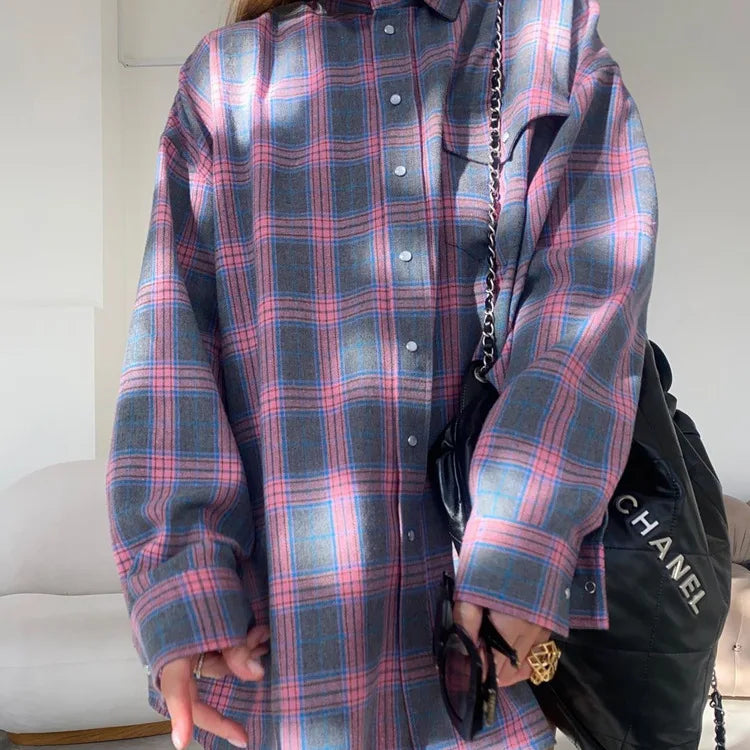 Oversized Plaid Shirt Jacket