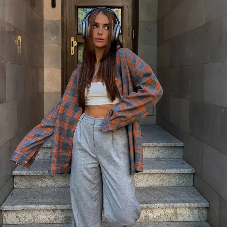 Oversized Plaid Shirt Jacket