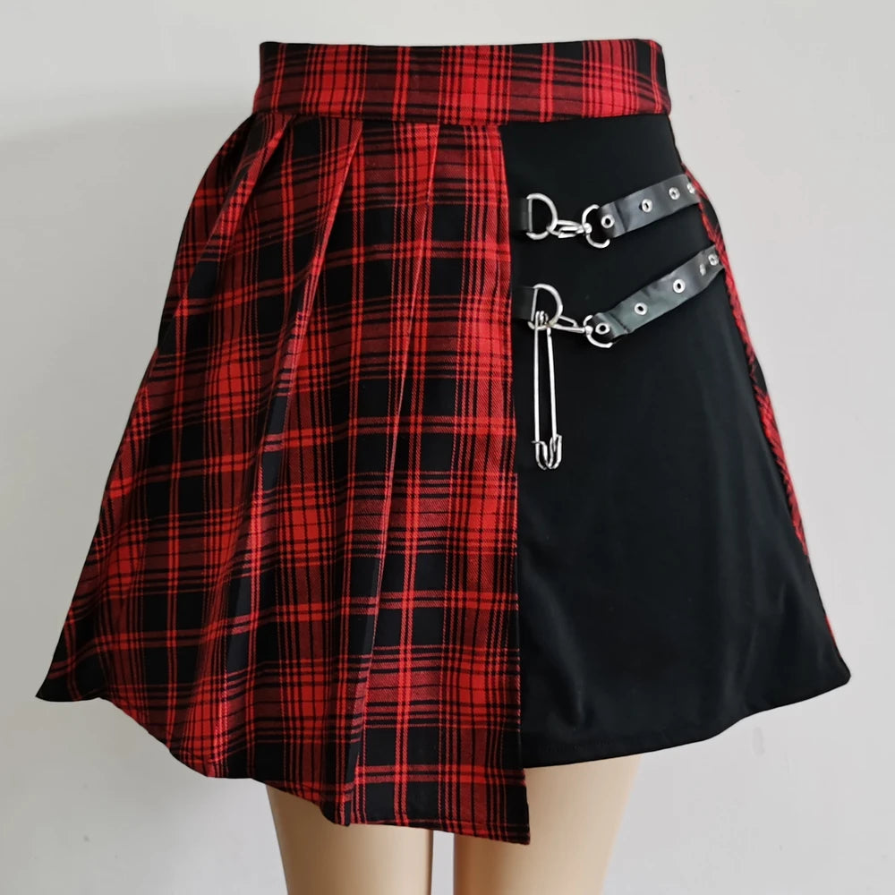 Plaid Pleated Mini Skirt