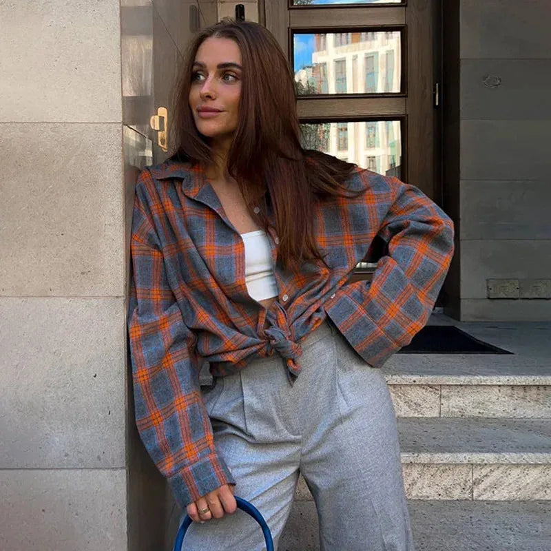 Oversized Plaid Shirt Jacket