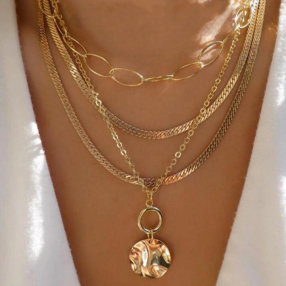Vintage Layered Pendant Necklace
