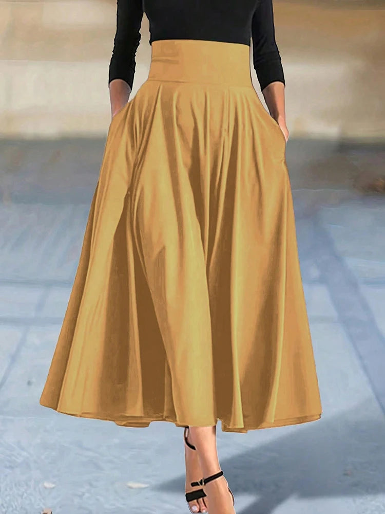 Elegant A-Line Midi Skirt