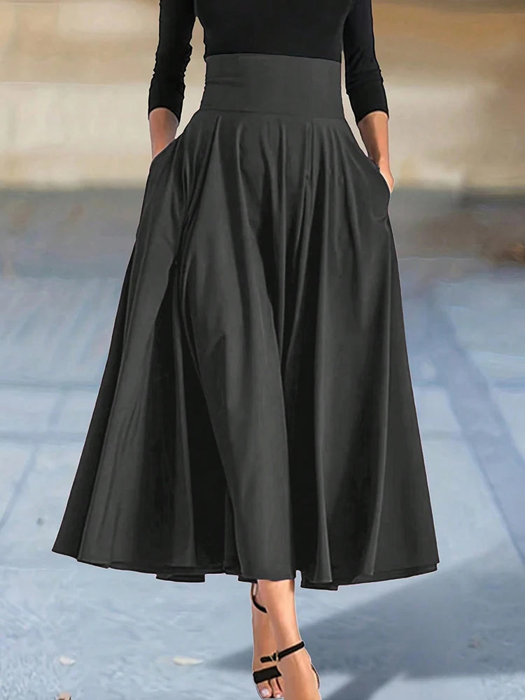 Elegant A-Line Midi Skirt