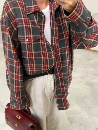 Oversized Plaid Shirt Jacket