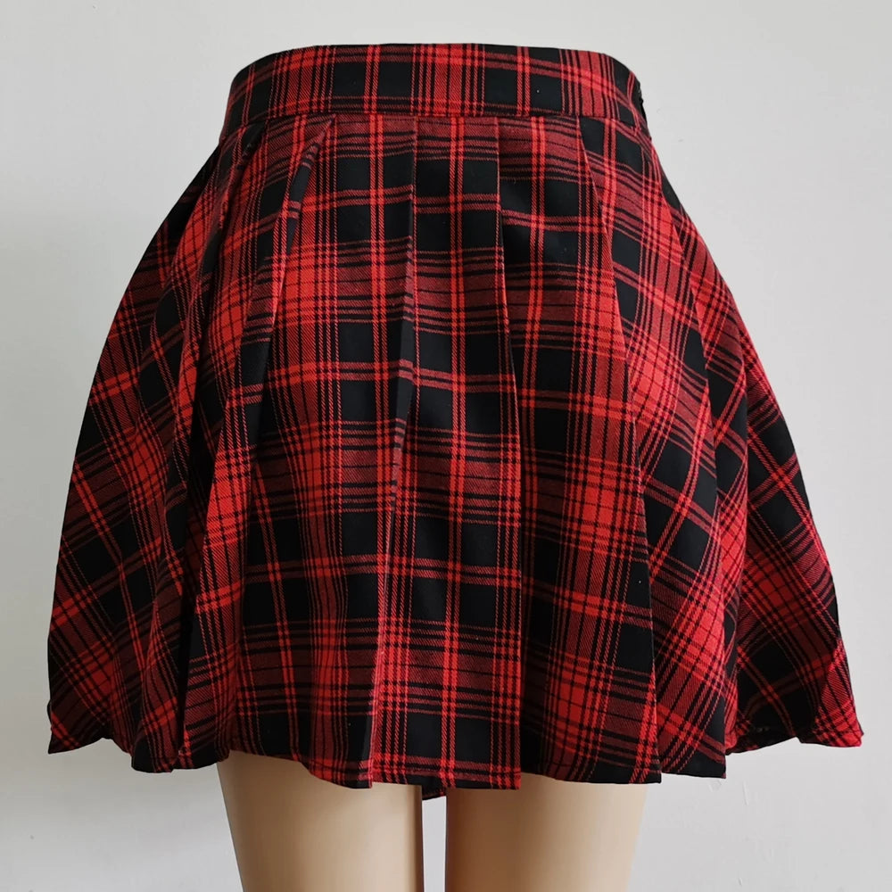 Plaid Pleated Mini Skirt