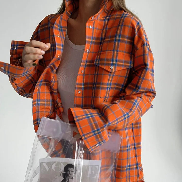 Oversized Plaid Shirt Jacket