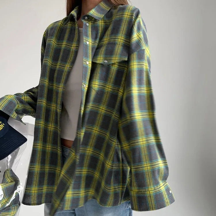 Oversized Plaid Shirt Jacket