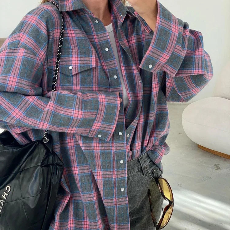 Oversized Plaid Shirt Jacket