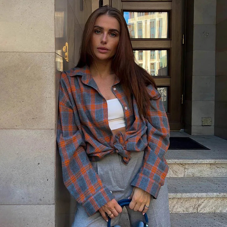 Oversized Plaid Shirt Jacket