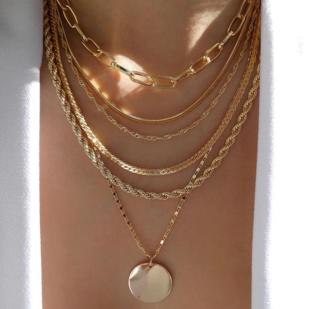 Vintage Layered Pendant Necklace