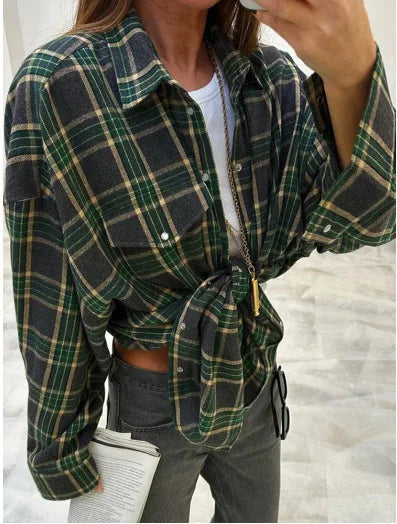 Oversized Plaid Shirt Jacket