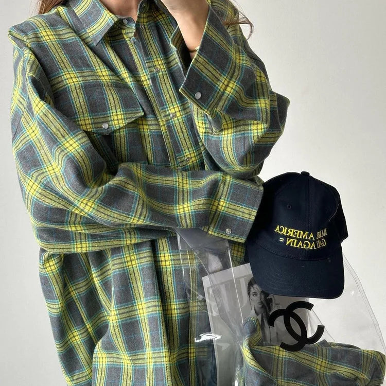 Oversized Plaid Shirt Jacket
