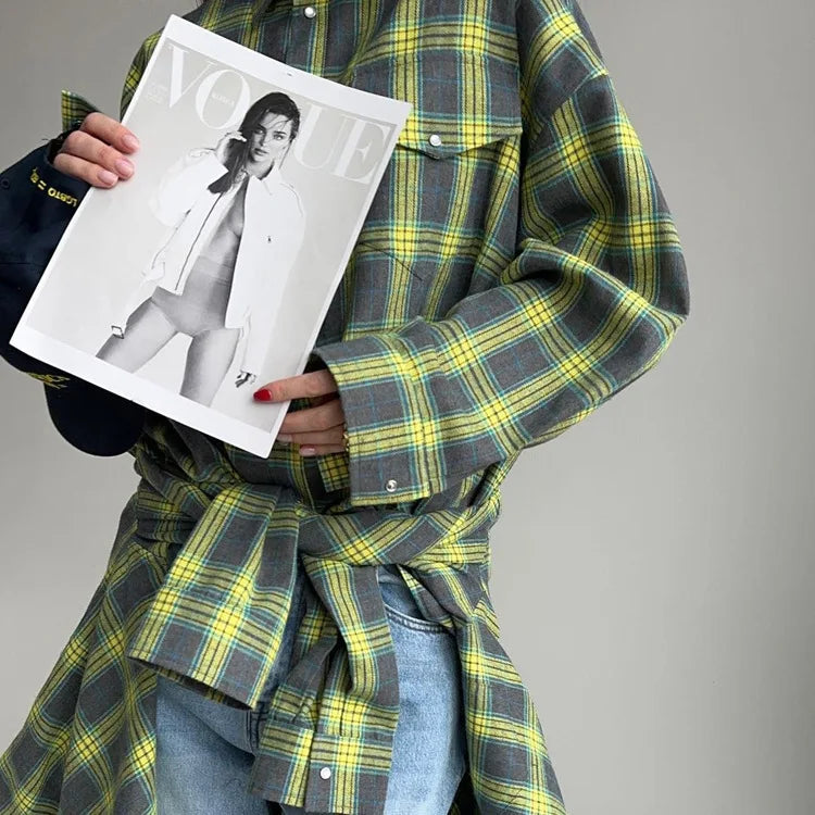 Oversized Plaid Shirt Jacket