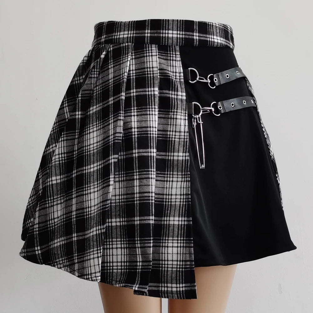 Plaid Pleated Mini Skirt