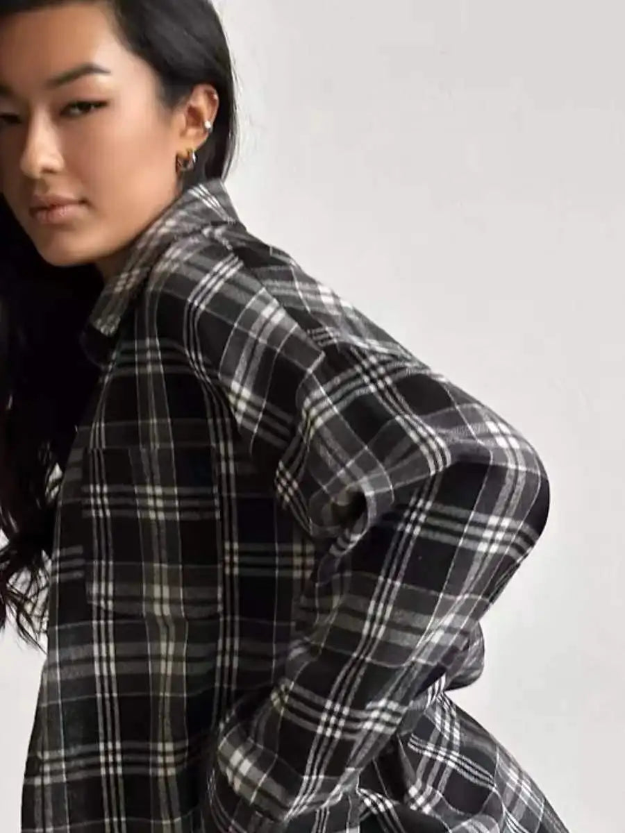 Oversized Plaid Shirt Jacket