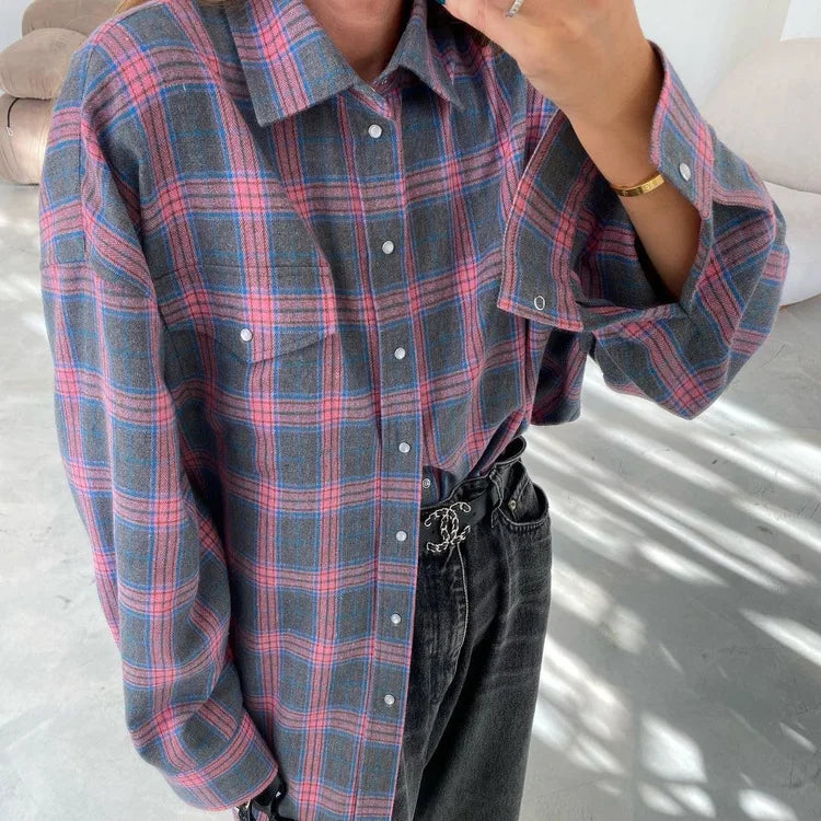 Oversized Plaid Shirt Jacket